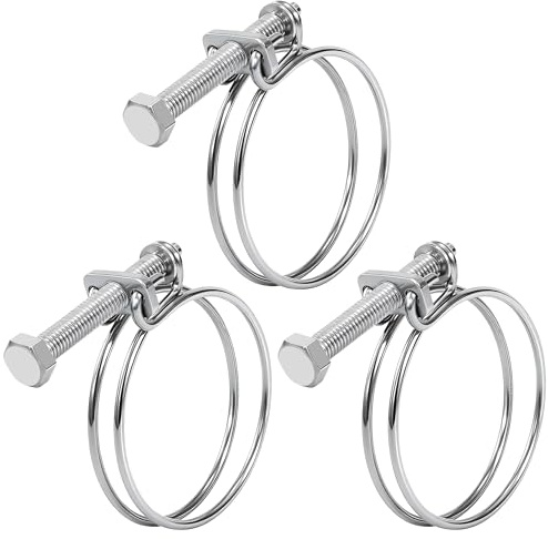 Songella Abrazaderas de Manguera de Doble Alambre 70-76mm Abrazaderas para Mangueras de Acero Inoxidable Ajustables para Tubos de Agua Automóviles 3 Piezas