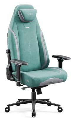 Diablo X.Eye Prime Gaming Stuhl Stoff mit 4D Armlehnen und Kopfstütze | Gaming Chair ergonomisch mit Lendenstütze, Kühlfunktion, Memory-Schaum-Kopfstütze, 170° Rückenlehne und 4D Armlehnen