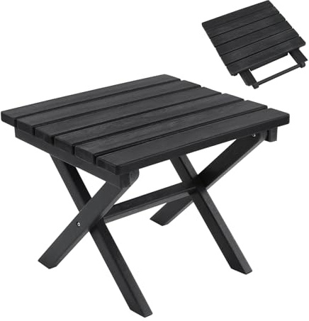 FurniSoar Extra-Dicker Klapp-Beistelltisch aus HDPE, 46x43 cm, Wetterfester Outdoor-Tisch für Terrasse, Balkon, Garten & Camping(Schwarz)
