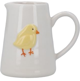 Gisela Graham Mini Serving Jug, Embossed Easter Chick Design, White Stoneware, 100ml