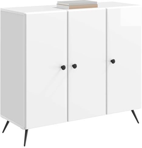 vidaXL Sideboard Hochglanz Weiß 89 x 34,5 x 80 cm Holzwerkstoff, Wohnzimmer, Rechteckiges Buffet, Moderner Sideboard, Geräumiger Essbereich-Organizer, Praktisches Möbelstück