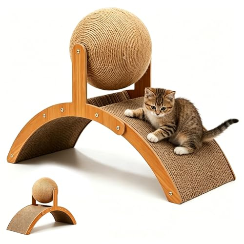 Bola Rascadora para Gatos con Soporte, Bola Rascadora De Sisal para Gatos, Rascador con Juguete Colgante, Bola De Sisal, Tabla Rascadora, Cama Rascadora, Juguetes Interactivos para Gatos (1 Unidad)