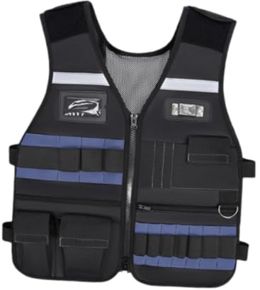 QUILSTM Borsa da lavoro per attrezzi e gilet per elettricisti, riflettente durante i lavori di elettricista, gilet in tessuto Oxford per carpentieri