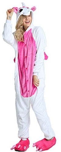 Kika Monkey Einhorn-Kostüm/Schlafanzug, Flanell, Cartoon, Cosplay XL Rose