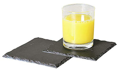 Kesper 38110 Untersetzer für Gläser, Schiefer, 13 x 13 cm (2 x 2er Pack)