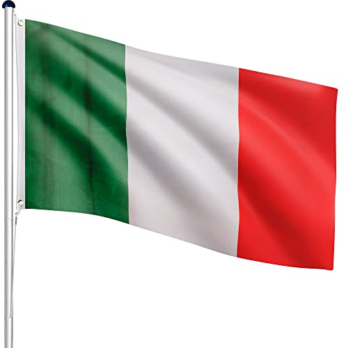 FLAGMASTER Teleskop Fahnenmast Aluminium 6,50m, 5-Fach höhenverstellbar, 30 Verschiedene Fahnen zur Wahl, Komplettset mit Bodenhülse
