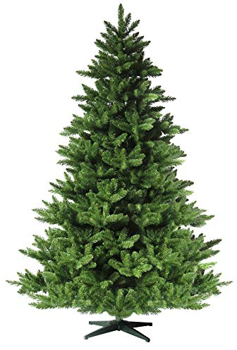 RS Trade 19001 Spessarttanne 100% PVC 150 cm Weihnachtsbaum künstlich (Ø ca.105 cm) 872 Spitzen und Schnellaufbau Klappsystem, schwer entflammbar, unechter Tannenbaum inkl. Christbaum Ständer
