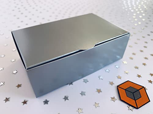 20 Individual White lined slice cake favour boxes 120x90x35mm (Antique Silver)