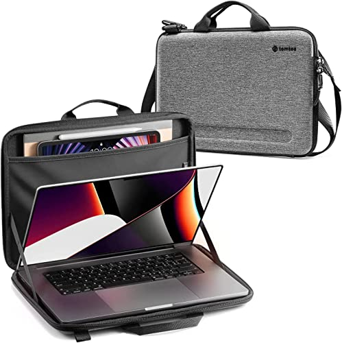 Tomtoc 16 Inch Hardshell Laptop Shoulder Bag Case for 16-inch MacBook Pro/Air, Organized Shoulder Bag with Tablet Pocket for Up to 12.9 Inch iPad Pro