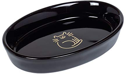 Nobby Katzen Keramik Schale oval Golden Cat, schwarz 17 x 11 x 2,5 cm, 0,12 l, 1 Stück