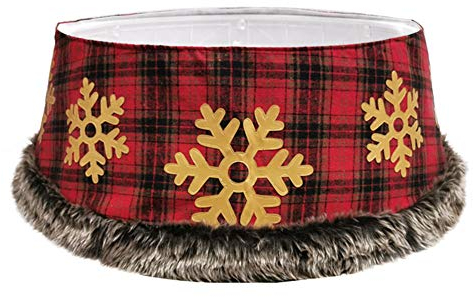 FYBlossom Abdeckung für Christbaumständer Verkleidung Hülle Weihnachtsbaum Rock Faltbar Weihnachtsbaumständerhüllen,Schön Langlebig,Schneeflocke dekorative Matte (9477)