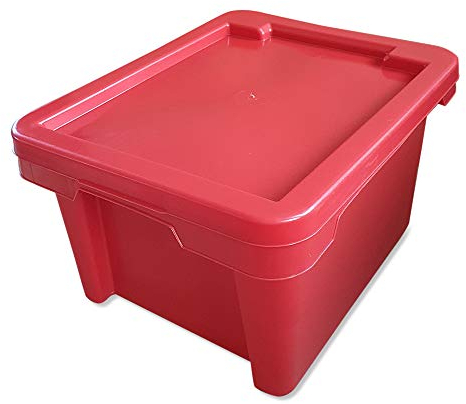 kanister-vertrieb® Kunststoffbox Kiste Stapelkiste Box Spielzeugkiste Vorratsdose stabil, leicht inkl. Deckel (rot)