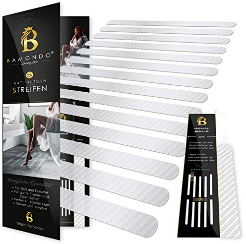 BAMONDO Anti-Rutsch Streifen für Badewanne und Dusche Sticker selbstklebend transparent Antirutsch Pads Badewanne Anti Rutsch Aufkleber Dusche Antirusch Pads für 100% Rutsch-Schutz (20 Stück)