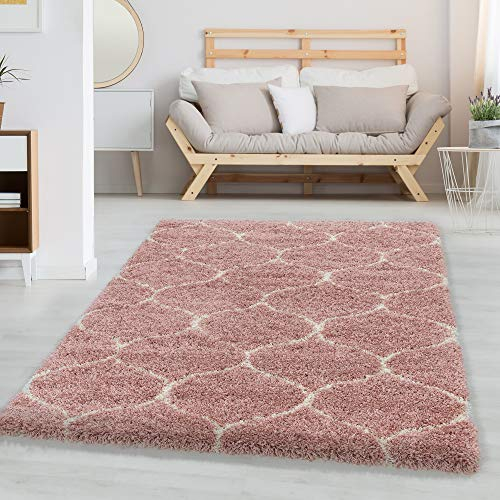 Carpettex Teppich Hochflor Shaggy Flokati Teppich Modern Skandinavisch Design 160 x 230 cm Rosa - Weich Flauschig Waschbar Teppich für Wohnzimmer, Schlafzimmer, Esszimmer, Küche, Diele