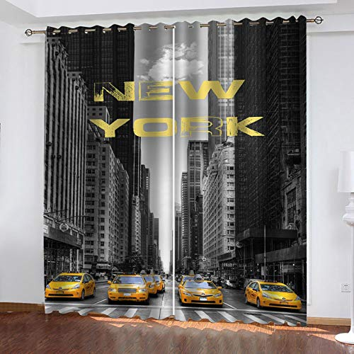 WLHRJ Blickdicht Vorhang gardine Schlafzimmer Wohnzimmer küche kinderzimmer 3D Digitaldruck ösen gardinen - 183x160 cm - New York City Street View