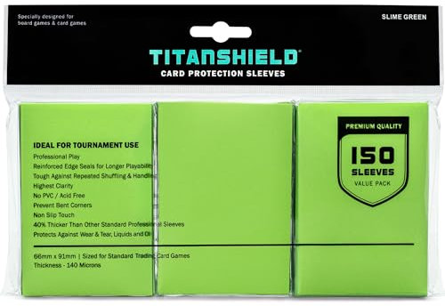 TitanShield (150 Sleeves/Slime Green) Standard Size Board Game Trading Card Sleeves Deck Protector for MTG, Dropmix