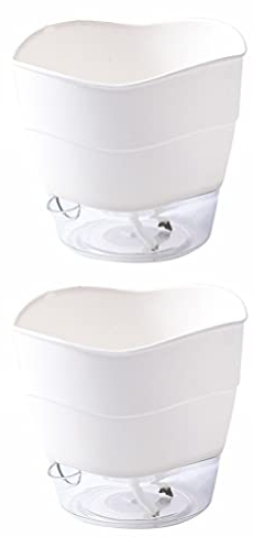 Happyyami 2 Stücke Selbstbewässerung Blumentopf Kräutertopf mit Bewässerungssystem Orchideen Töpfe Übertopf Plastik Pflanztopf Orchideentopf Gemüse Anzuchttopf Blumenkasten für Wohnzimmer Büro