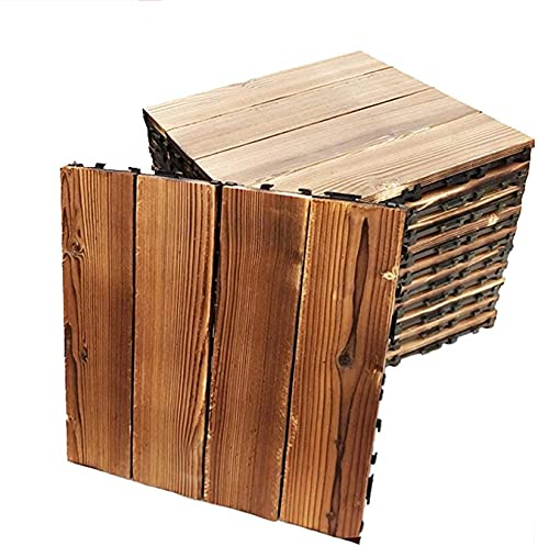 Terrassenfliesen Terrassendielen Balkonfliesen 10 stücke Massivholz Akazie Deck Fliesen DIY Gespleißter Boden wasserdichte Holz Ineinandergreifende Bodenfliesen Ineinandergreifende Outdoor GCSQF2107