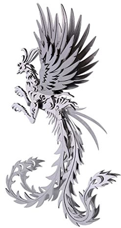 IPOT 3D Metall Puzzle, 100 Stück Silberner Phönix Rostfreier Stahl DIY Metallmontage Spielzeug für Kinder Erwachsene