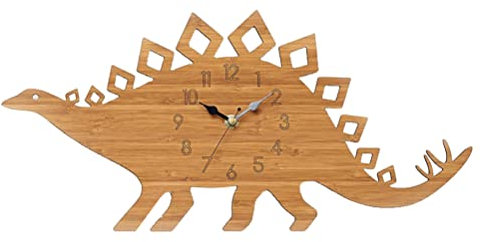 jojofuny Holz Wanduhr Dinosaurier Cartoon Design Stumm Für Haus Schlafzimmer Wohnzimmer Wanddekoration Uhren Aus Karton Holzmaterial