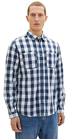 TOM TAILOR Herren Indigo Karo-Hemd
