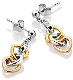 Hot Diamonds Trio Triple Heart Earrings - Gold Plated | 7mm x 28mm