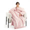HOMELEVEL Coperta con Maniche Lunghe - Plaid Invernale Braccia Coperte - Poncho Caldo in Pile - Coperta Divano 150x200cm - Tessuto Morbido Rosa Chiaro