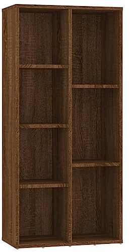 vidaXL Bücherregal, Bücherschrank mit viel Stauraum, Standregal für Schlafzimmer Wohnzimmer Büro, Büroregal Aktenregal Regal, Braun Eichen-Optik