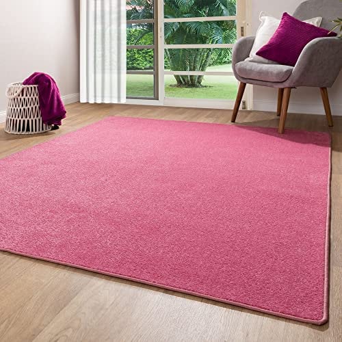 Steffensmeier Kurzflor Teppich Ibiza | Wohnzimmerteppich | Stilvoll | Pflegeleicht | Jugendteppich | Pink, Größe: 40x60 cm