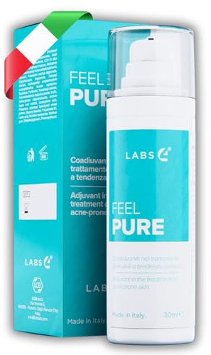 LABS 4 Feel Pure Anti-Akne-Gesichtscreme 30 ml | auf Basis von Azeloglyzin 6%, Nikotinamid 6% und Klette | mit LSF 30 | Creme gegen Pickel | 100% Made in Italy
