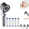 Pommeau de Douche Haute Pression, Douchette Douche Salle de Bain 4 Modes Réglable, Anti Calcaire Douchette Massant avec Stop Eau, Pommeau de Douche Économie d'Eau, SPA Pomme de Douche (G)