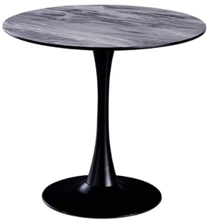 Runder schwarzer Tulip Rocks Tisch, Kleiner mittelgroßer Beistelltisch, Küche, Esszimmer, Möbel, Metallsockel (Größe: 53 cm, Farbe: Schwarz)