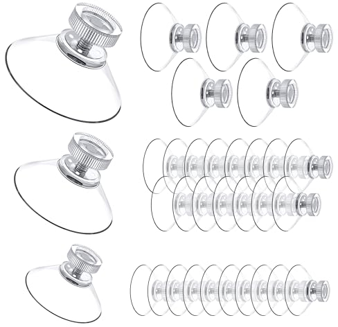 30 Piezas Ventosas de Plástico,Transparente Ventosas para Ventana de Vidrio Ventosas con Tuerca Moleteada M5 para Ventana de Coche Baño Estante de Ducha (Ø 30mm/40mm/50mm)