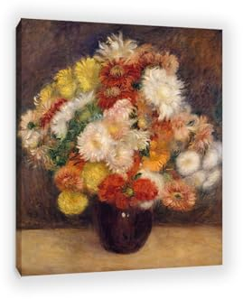 MOBYAT Auguste Pierre Renoir berühmte Ölgemälde Reproduktion Strauß Chrysanthemen gemälde Giclée-Kunstdruck Bilder auf Leinwand Wandkunst für Heimbüro-Dekorationen 70x90cm(28x35in) Gerahmt
