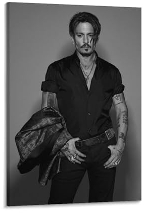 HEISAN Johnny Depp Filmproduzent Kunstposter auf Leinwand, Kunstposter und Wandkunstdruck, moderne Familiendekor-Poster, 60 x 90 cm