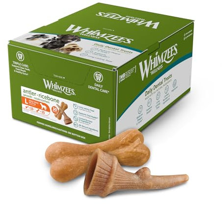 WHIMZEES By Wellness Variety Box Occupy, Mixed Shapes, Size L, 30 Pieces, Natural and Grain Free Dog Chews, Dog Dental Sticks for Large Breeds, No Added Sugar