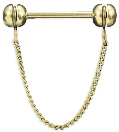 viva-adorno Nippelpiercing Brustpiercing Brustwarzenpiercing Barbell Piercing Kette Kettchen Piercingstab Hantel Z573, gold