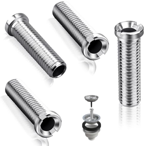 SWTYExt 4 Stück Hohlschraube Spüle 45mm Hohlschraube Edelstahl Abflusssieb Waschbecken Ø 12mm für Ventilabläufe mit 1.5 inch & 3.5 inch, Zubehör für Küchenspülen Siebkorbventil Ablaufventil