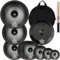 ULUOBO Becken-Set mit geringem Volumen, leises Becken-Set für Schlagzeugerübungen, 6/8/25,4 cm Spalsh+35,6 cm Hihat+40,6 cm Crash+45,7 cm Crash+45,7 cm China+50,8 cm Ride, 9 Stück, Schwarz