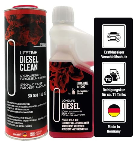 LIFETIME Diesel Additiv Injektor & System Reinigungs-Kur Pro-Line | Diesel Systemreiniger, Injektor Reiniger | Umfassende Reinigung und Pflege für alle Dieselmotoren | alle 10.000km