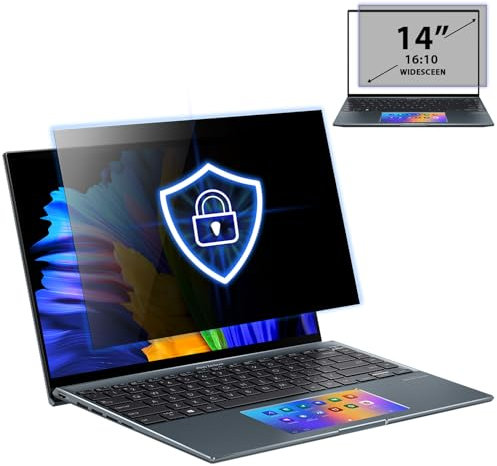 PYS Laptop 14 inch 16:10 Aspect Privacy Screen Filter for Hp/Dell/Acer/Lenovo/ThinkPad/Samsung/Asus/Sony, Removable Anti Glare Anti Blue Light