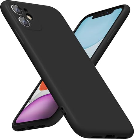 LoeoeL for iPhone 11 Phone Case Silicone, Minimalist Ultra Thin Slim Soft Rubber Gel Solid Color Matte TPU Cute Case for Women Men, Girly Plain Aesthetic Design & Camera Cover Protection, Black