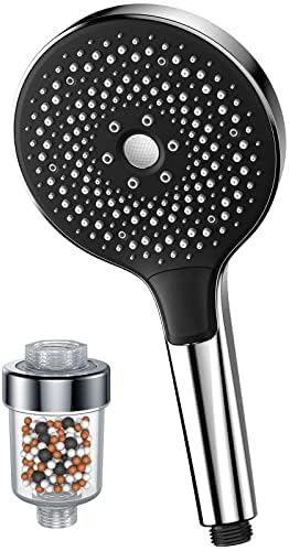 KEEPIFY Wasserspar - Alcachofa de ducha de efecto lluvia, alta presión, 4 tipos de chorros (cabezal de ducha sin manguera), cromo, plata