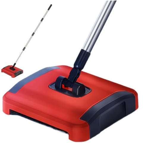 Carpet Sweeper Manual 3 Rolling Brushes Floor Sweeper Carpet Brush with Wheels and Large Waste Bin 43inch Detachable Cleaner for Pet Hair Dust DebrisCarpet Manual Fl