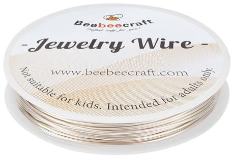 Beebeecraft Alambre de Envoltura de Plata de Calibre 18, latón Plateado, Alambre de Abalorios Resistente Al Deslustre de 32.81 pies para Hacer Joyas, Coronas Florales