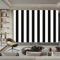 Papier Peint Panoramique Imprimé Rayures D'Illustration, Murales Décor à la Maison 200 x 140 cm, Papier Peint Intissé Mural Noir Blanc