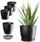KADAX Pot de Fleurs Rond Avec Soucoupe - Bac en Plastique Pour Plantes d'Intérieur et Herbes Aromatiques (Set 3 : 18 cm, Anthracite)