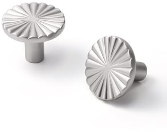 SORWDUERM 2 Stück Silber Schrank Knöpfe Küche Solide Runde Kommode Schublade Knöpfe Einfache Schrank Hardware für Schrank Schublade zieht Zink Legierung Möbelknöpfe