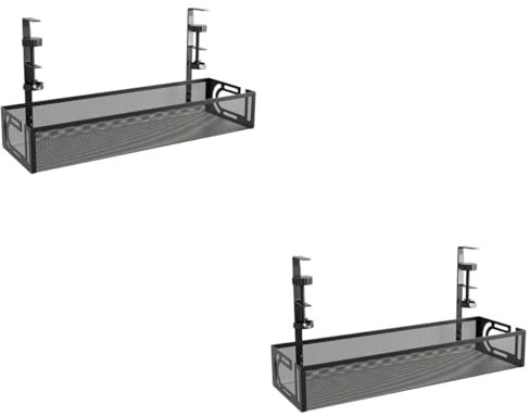 Housoutil 2pcs Cable Management Tray Desk Wire Organizer Under Desk Cable Organizer Multi Plug Storage Rack