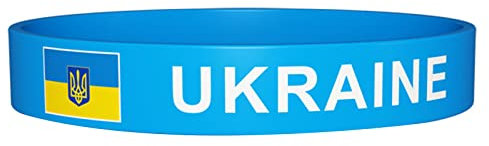 CHIZISX Armband mit Ukraine-Flagge, Silikon, Unisex, 50,8 cm, Elastisch, Zeitgenössisch, Blue, Yellow